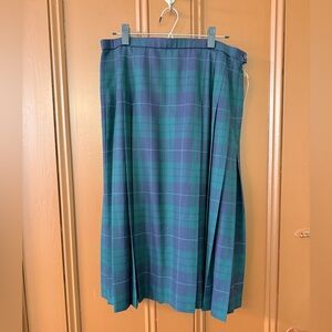 Petite PENDLETON Blue, Green L plaid wool tartan kilt skirt Mint sz 16 NWT